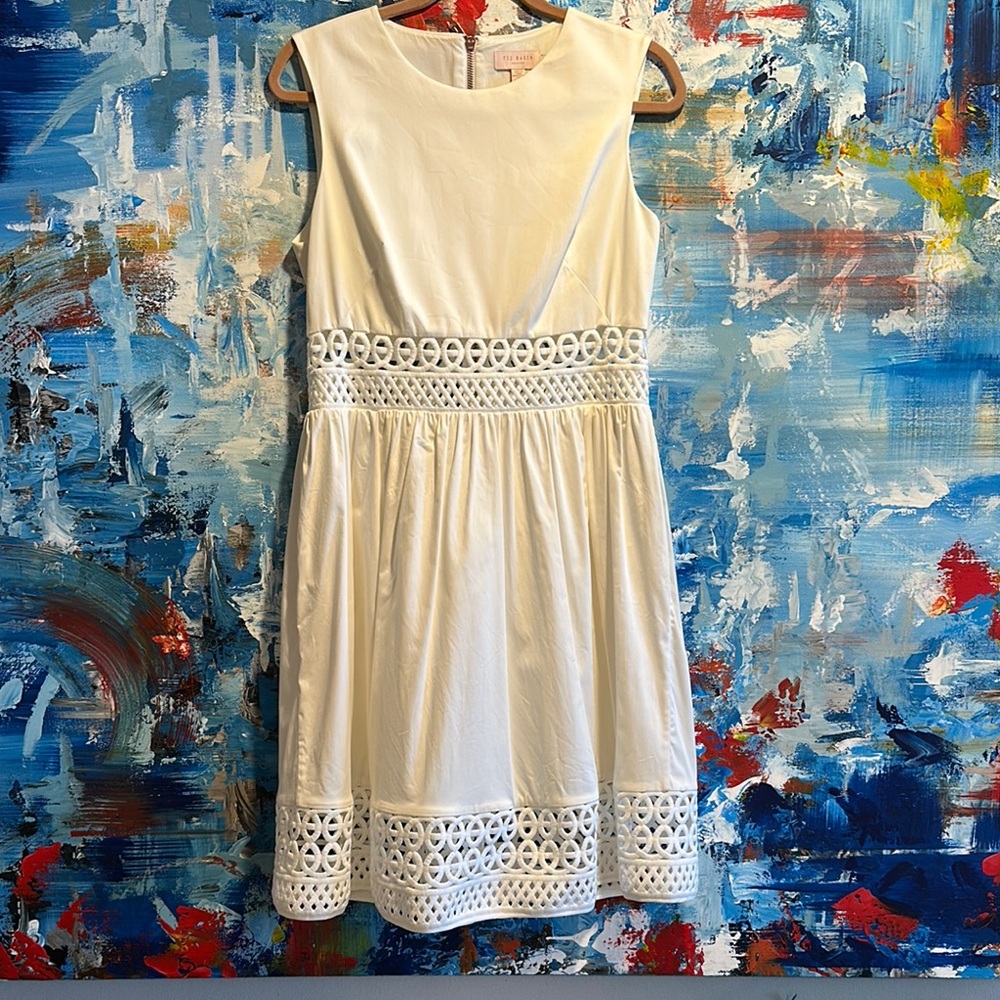 Ted Baker London white Sleeveless Dress Size 8-10, NWT